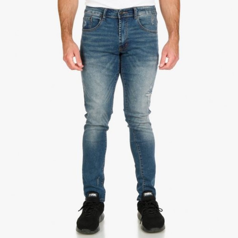 Aeropostal Men's Distressed Skinny Jeans - Dark Wash